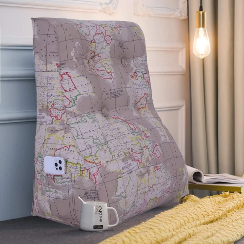 Wszechstronna Poduszka do Czytania Wzór Mapa, aranżacja w sypialni.