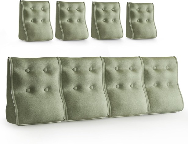 Zestaw 4 Modułowych Poduszek Lędźwiowych – Zielony Len, Pikowane i Ergonomiczne.