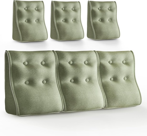 Zestaw 3 Modułowych Poduszek Lędźwiowych – Zielony Len, Pikowane i Ergonomiczne.