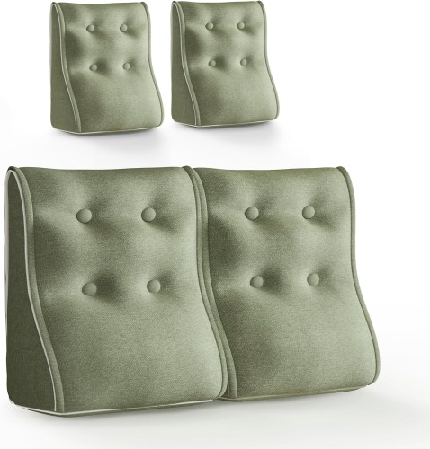 Zestaw 2 Modułowych Poduszek Lędźwiowych – Zielony Len, Pikowane i Ergonomiczne.