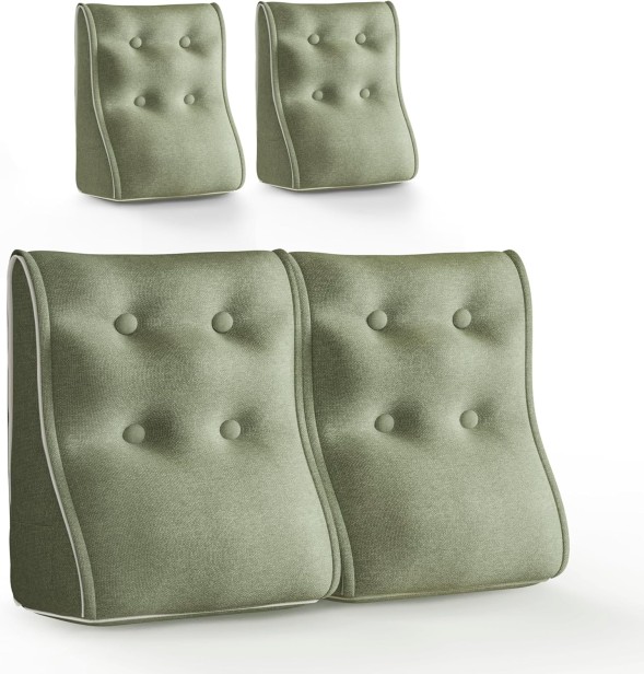 Zestaw 2 Modułowych Poduszek Lędźwiowych – Zielony Len, Pikowane i Ergonomiczne.