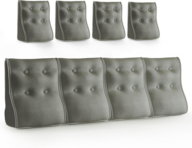 Zestaw 4 Modułowych Poduszek Lędźwiowych – Szary Len, Pikowane i Ergonomiczne.
