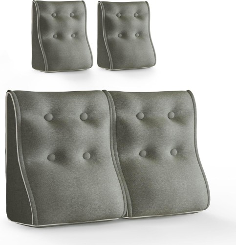 Zestaw 2 Modułowych Poduszek Lędźwiowych – Szary Len, Pikowane i Ergonomiczne.