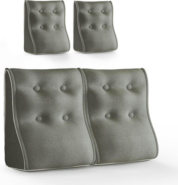 Zestaw 2 Modułowych Poduszek Lędźwiowych – Szary Len, Pikowane i Ergonomiczne.