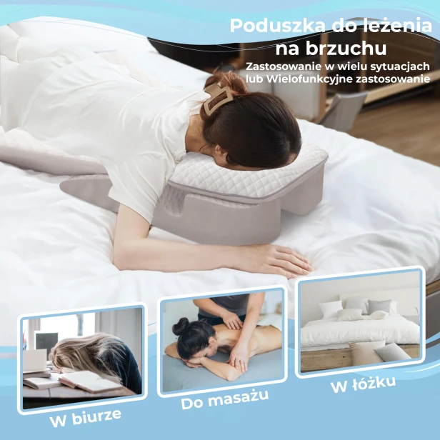 Poduszka do leżenia na brzuchu: Służy do spania, masażu i drzemek w biurze. Zastosowanie w wielu sytuacjach.