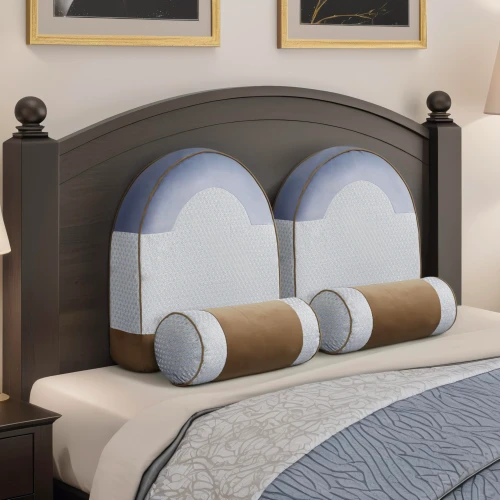 Profesjonalny Zestaw Ortopedycznych Poduszek niebieski, aranżacja w sypialni. Podwójny.