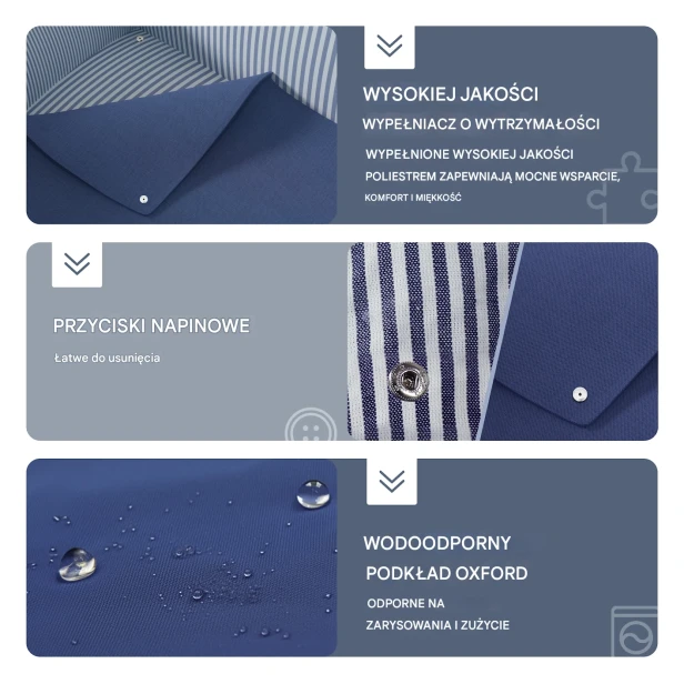 Wodoodporny podkład Oxford do legowiska – Wysoka jakość, przyciski napinowe i trwałe wypełnienie