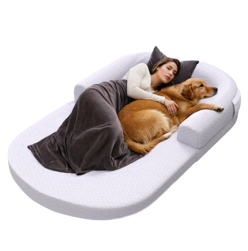 Duże Legowisko dla Człowieka i Psa – Łóżko do Wspólnego Spania | Maksymalna Bliskość i Komfort. Wielofunkcyjna mata chłodząca z funkcją legowiska.