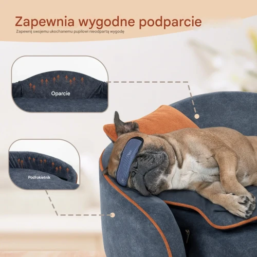 zdjęcie szczegółowo prezentuje kluczową zaletę naszego ekskluzywnego legowiska kanapy dla psa: wyjątkowe podparcie, które przekłada się na zdrowy i regenerujący sen.