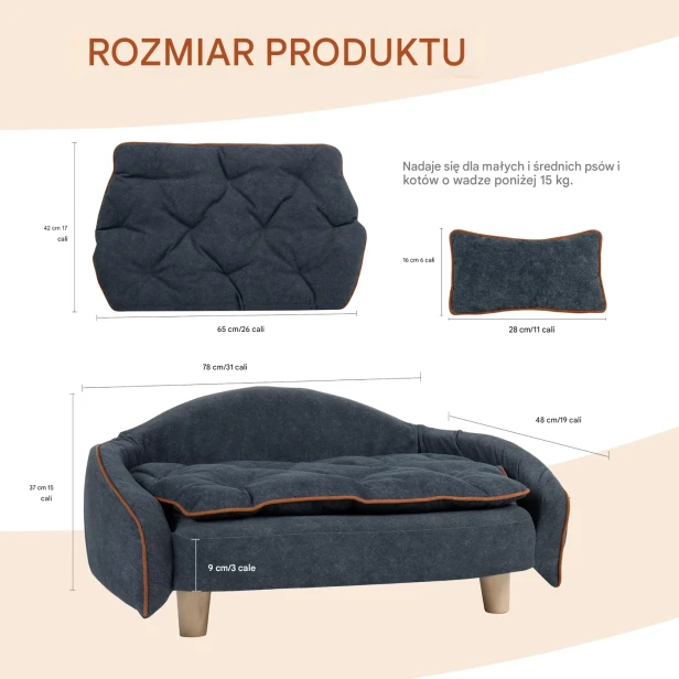 Rozmiar Legowiska Kanapy dla Psa | Idealne dla Zwierząt do 15 kg