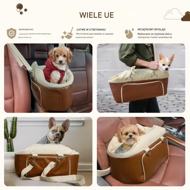 Fotelik Samochodowy dla Psa – Bezpieczeństwo, Wodoodporna Skóra Ekologiczna i Łatwe Utrzymanie Czystości