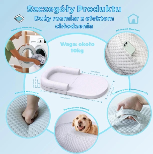 Zdjęcie to szczegółowa infografika produktu zatytułowana "Szczegóły Produktu. Duży rozmiar z efektem chłodzenia."