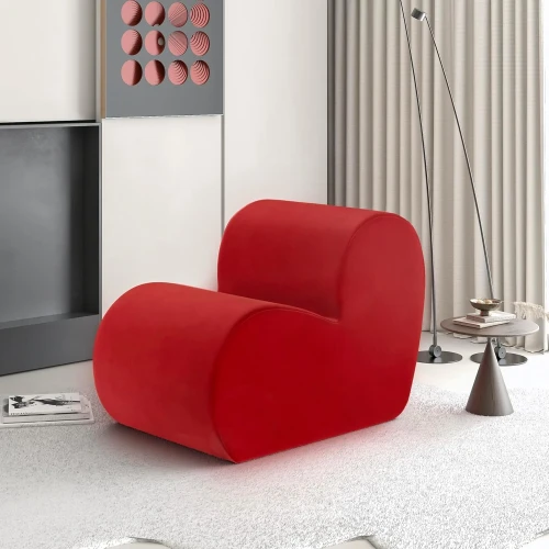 Odważny, designerski fotel modułowy w intensywnym, czerwonym kolorze.  Aksamitny Fotel Serce "Loving Sofa"