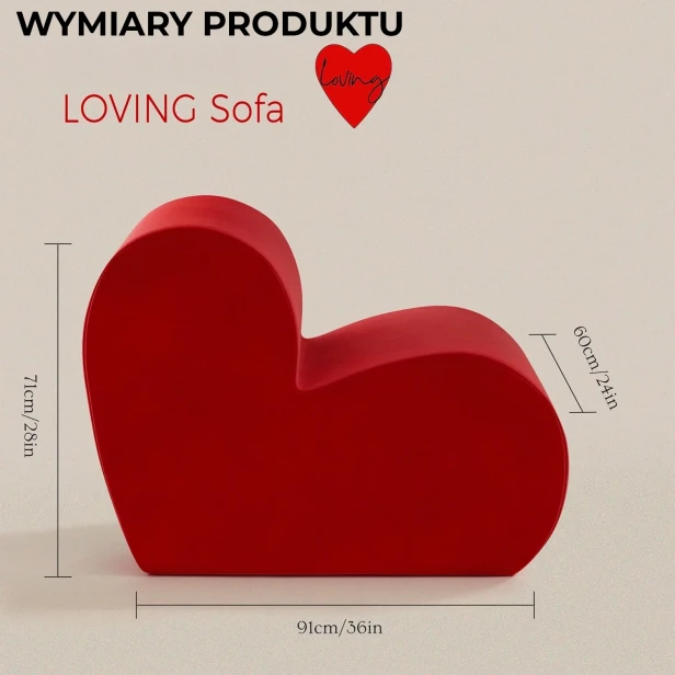 Wymiary  Aksamitny Fotel Serce "Loving Sofa"