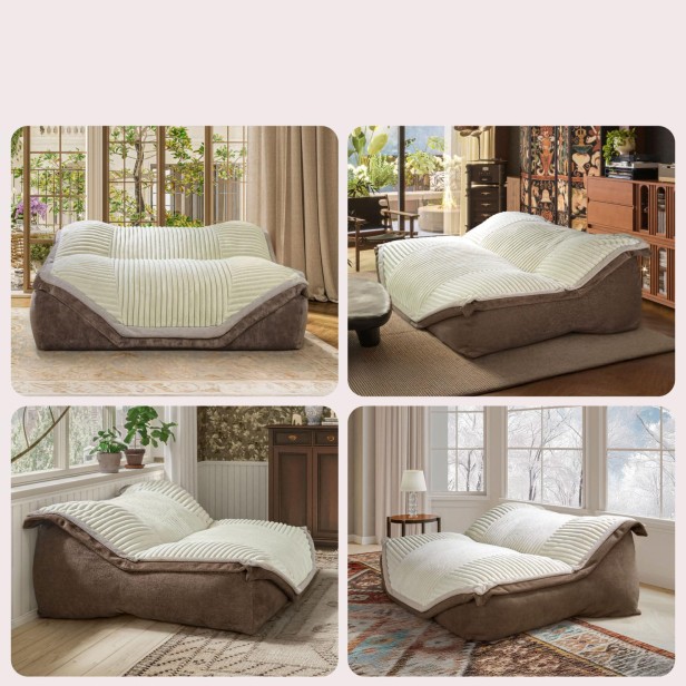 4 zdjęć pokazujących Wielką Modułową Kanapę Wypoczynkową w różnych aranżacjach i stylach wnętrz.