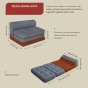 Infografika z wymiarami rozkładanej Modułowy Szezlong/Łóżko 3-funkcyjne