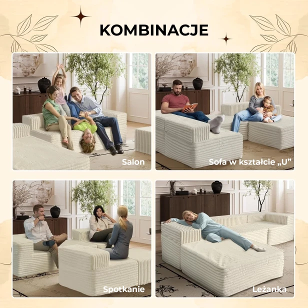 Sofa Modułowa w kształcie litery "U", kombinacje.