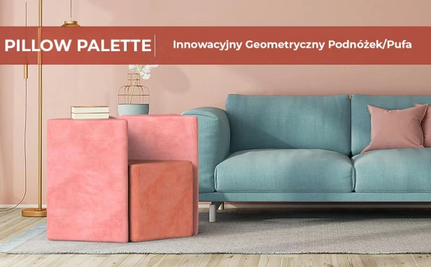 Zestaw 3 modułowych puf w kolorze lawendowym. Innowacyjny Geometryczny Podnóżek/Pufa.