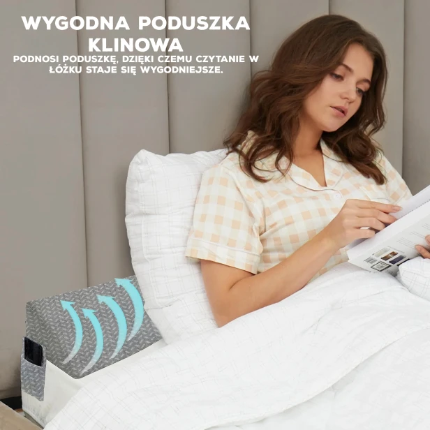 Kobieta Czytająca z Użyciem Klinowego Podparcia, poduszki xxl.