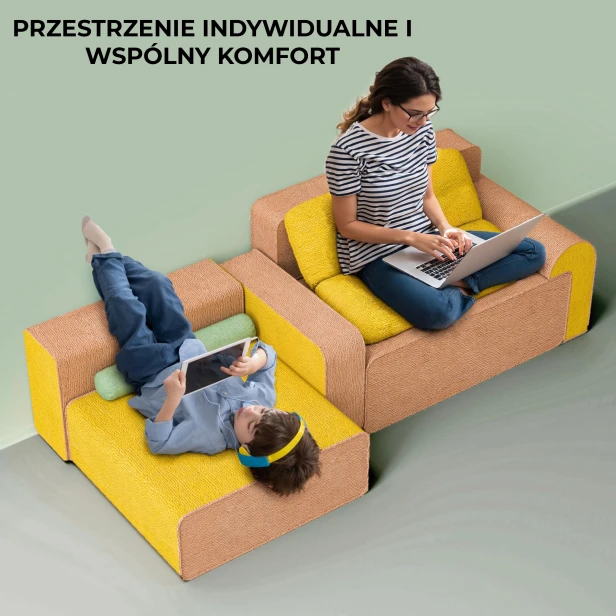 Kanapa dla Dzieci i Rodziców 287 cm – Przestrzenie Indywidualne i Wspólny Komfort
