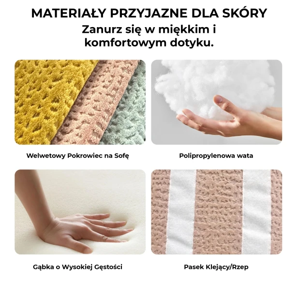 Kanapa dla Dzieci i Rodziców 287 cm, szczegóły użytych materiałów