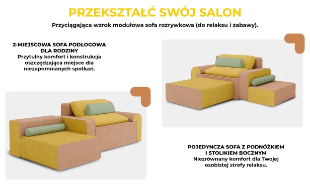 Kanapa dla Dzieci i Rodziców 287 cm, konfiguracje.