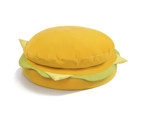 Duża, miękka pufa w kształcie hamburgera! Oryginalna poduszka podłogowa w kolorze żółtym i zielonym. Idealna do pokoju młodzieżowego.