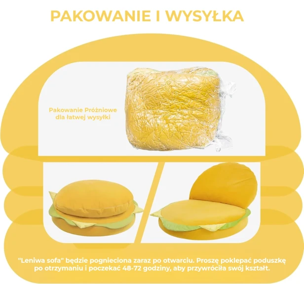 Pufa Podłogowa "Hamburger", szczegóły pakowania i wysyłki.