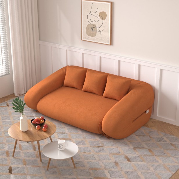 Sofa z funkcją spania, rozkładana, aranżacja w salonie.