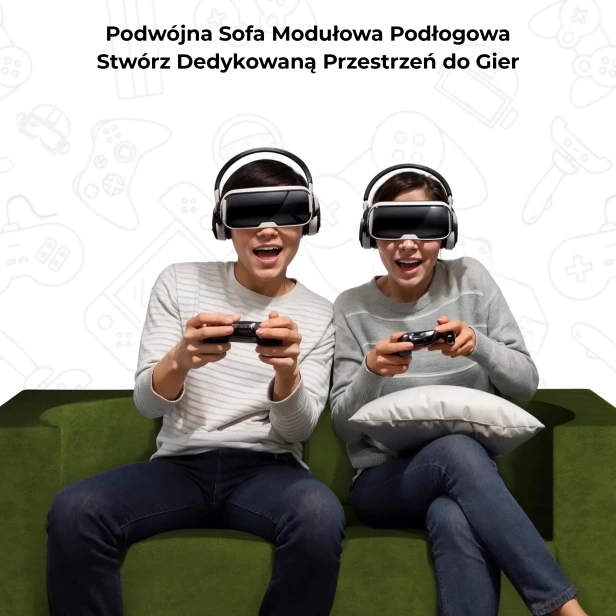 Para w Goglach VR i z Kontrolerami Grająca na Sofie "aksamitny uścisk"