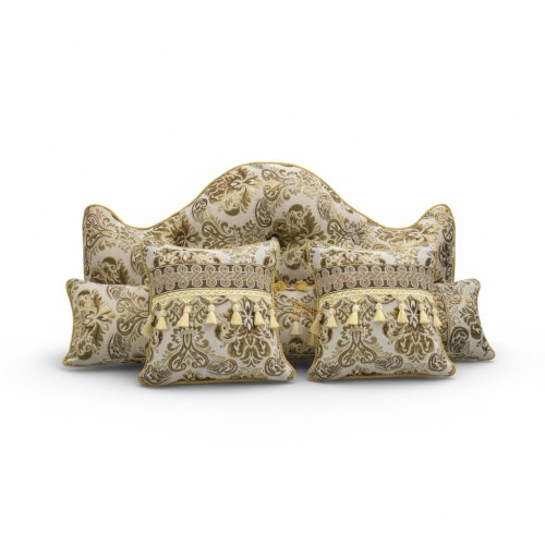 Królewski Zestaw Wygodnych Poduszek z Motywem Kwiatowym Złoty.