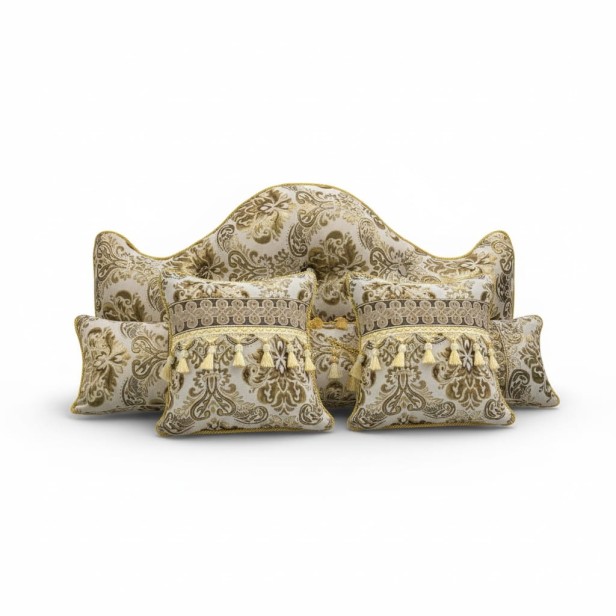 Królewski Zestaw Wygodnych Poduszek z Motywem Kwiatowym Złoty.