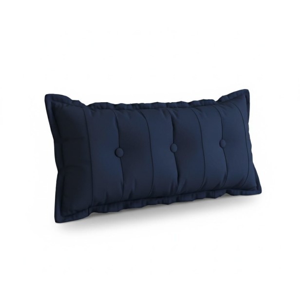 Prostokątna Poduszka do Oparcia Pleców – Bawełna Granatowa. Aranżacja w sypialni na łóżku.