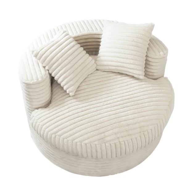 Wypoczynkowy Okrągły Szezlong, sofa, fotel, beżowy.