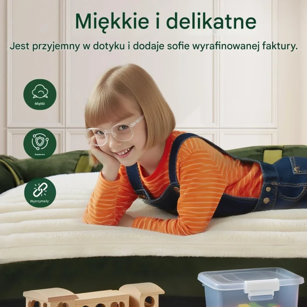 Aksamitna Sofa Podłogowa z Funkcją Spania i Oparciem, cechy produktu.