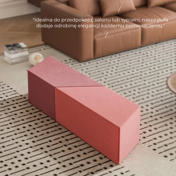 Modułowa Pufa Geometryczna w Odcieniach Różu – Aranżacja w Salonie