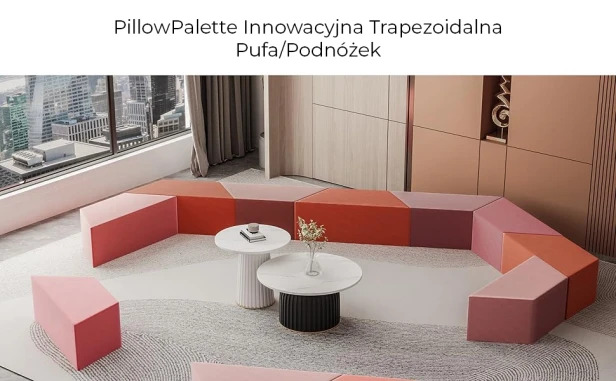 Modułowy Zestaw Aksamitnych Puf, aranżacja w salonie.