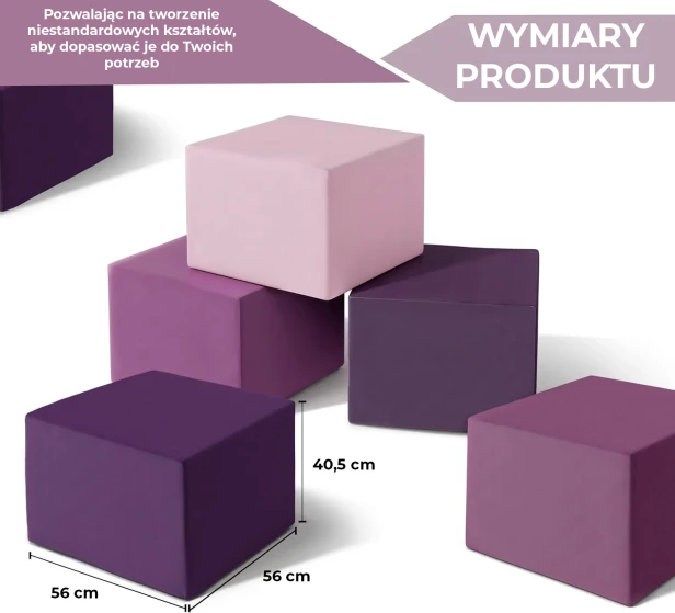 Modułowe Podnóżki Lawendowe, stoliki. Wymiary produktu.