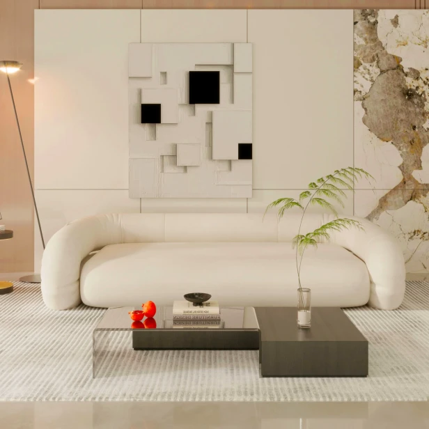 Sofa z funkcją spania, rozkładana, aranżacja w salonie.