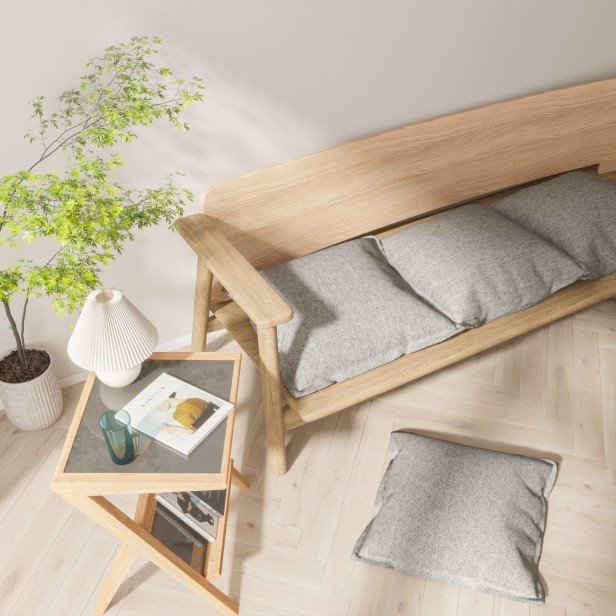 Zestaw 4 Szarych Modułowych Poduszek, aranżacja w salonie na leżance.