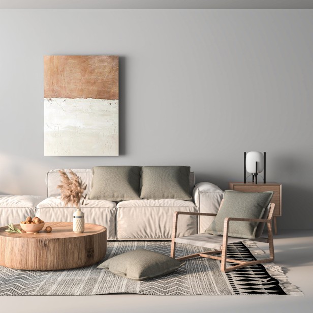 Zestaw 4 Szarych Modułowych Poduszek, aranżacja w salonie na kanapie.