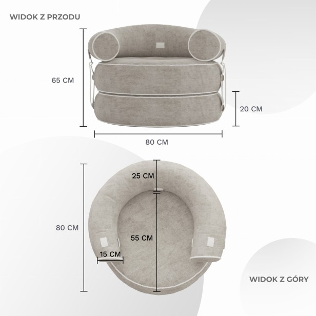 Sofa z pasami, wymiary produktu.