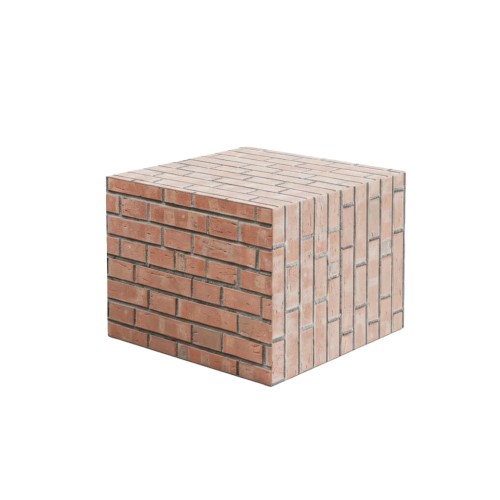 Nowoczesny podnóżek, pufa. Minimalistyczna kostka, pluszowe siedzisko. Wzór czerwona cegła.