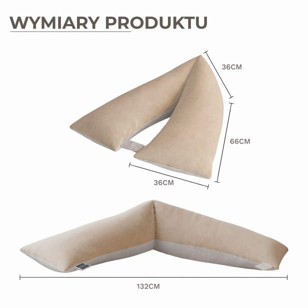 Składana Poduszka Lędźwiowa w Kształcie Trójkąta, wymiary produktu.