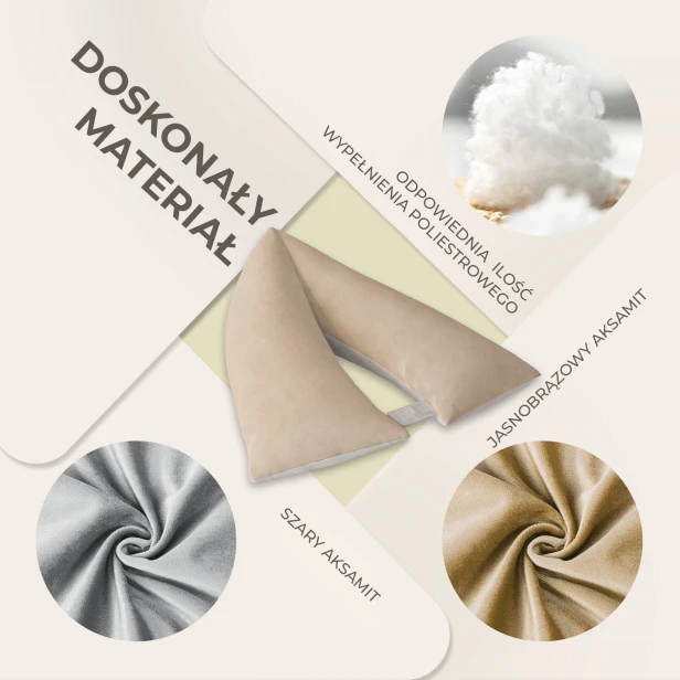 Składana Poduszka Lędźwiowa w Kształcie Trójkąta,  użyte materiały