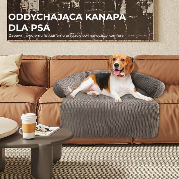 Pies leżący na Przewiewnym Legowisku dla Psa/Kota na Kanapie.