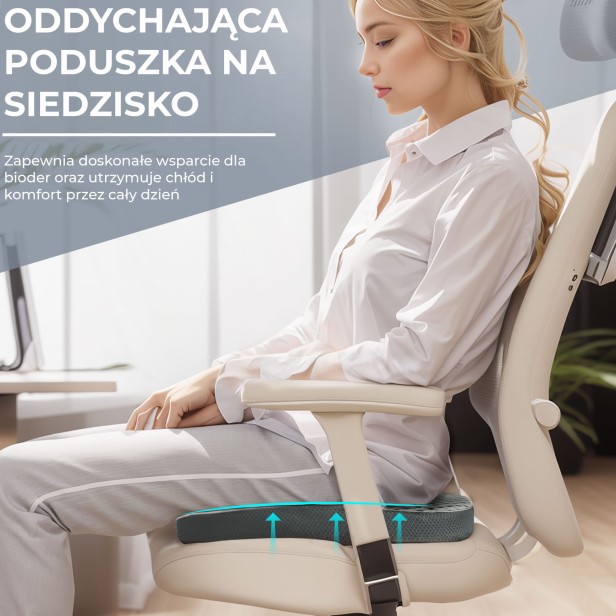 Oddychająca Poduszka Na Krzesło, doskonałe wsparcie, sposób użytkowania.