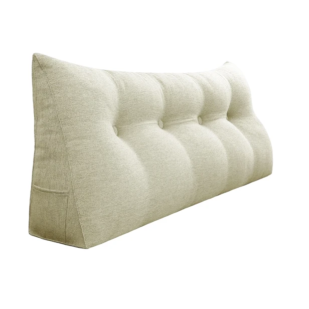 Trójkątna Poduszka do Czytania – Len Biała 120cm