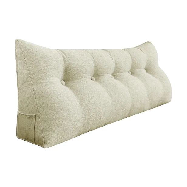 Trójkątna Poduszka do Czytania – Len Biała 160cm