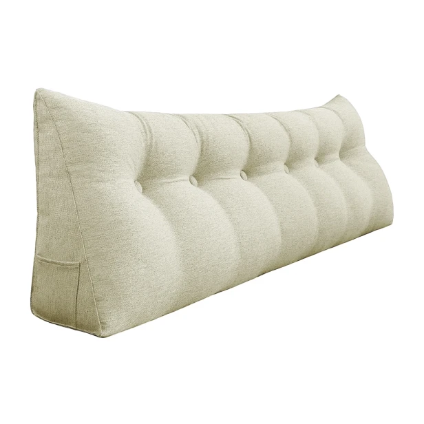 Trójkątna Poduszka do Czytania – Len Biała 180cm